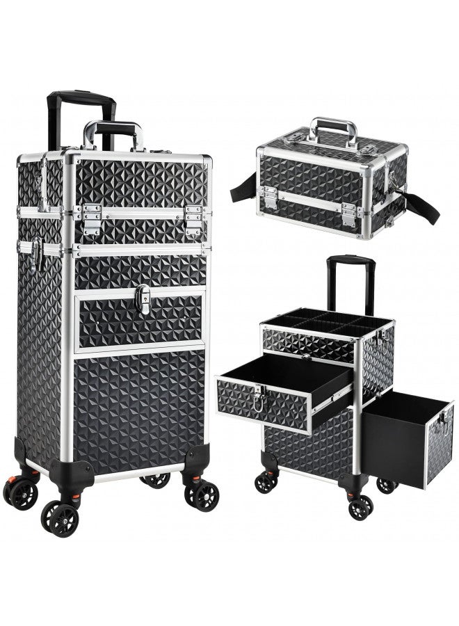 Joligrace حقيبة مكياج جوليجرايس المتنقلة بعجلات وأدراج - حقيبة تجميل احترافية كبيرة قابلة للقفل لتخزين مستحضرات التجميل للسفر، لحاملي الأظافر، فناني المكياج ومصففي الشعر. - Image 1