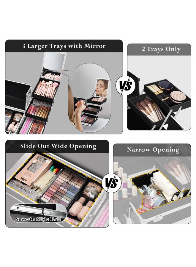 Joligrace حقيبة مكياج جوليجرايس المتنقلة بعجلات وأدراج - حقيبة تجميل احترافية كبيرة قابلة للقفل لتخزين مستحضرات التجميل للسفر، لحاملي الأظافر، فناني المكياج ومصففي الشعر. - Image 3