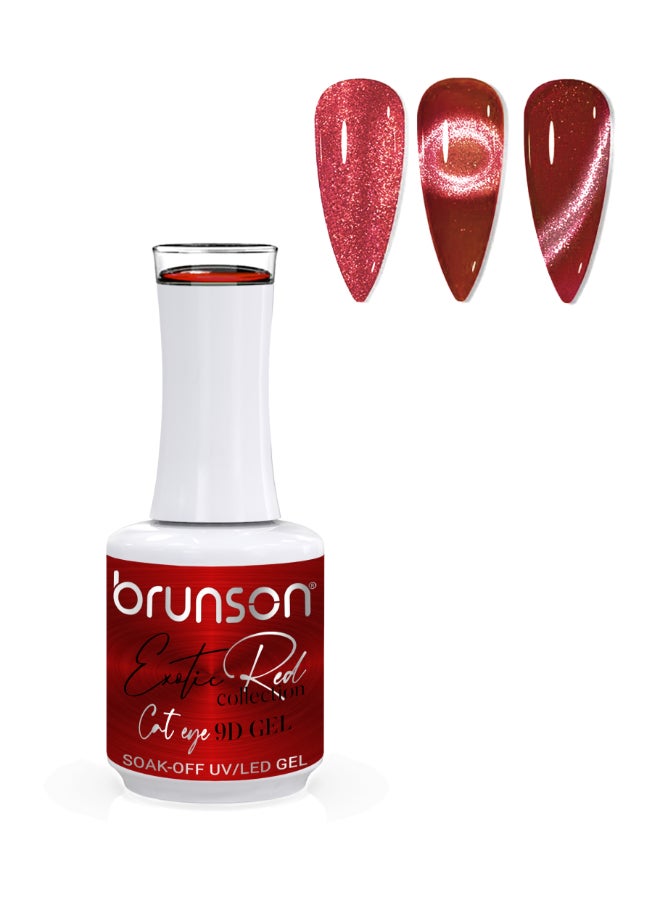 brunson Universal Cat Eye Gel Nail Polish, Exotic Red 9D Magnetic Nail Polish Glitter Shimmer with Magnetic Soak Off  UV/LED Gel Polish Nail Art paint  BER9D10 - Image 1