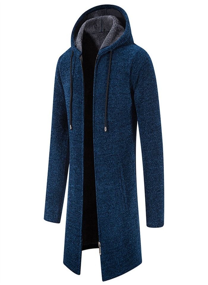 Loquat - Men's Plush Trend Cardigan Chenille Jacket Blue - Image 1