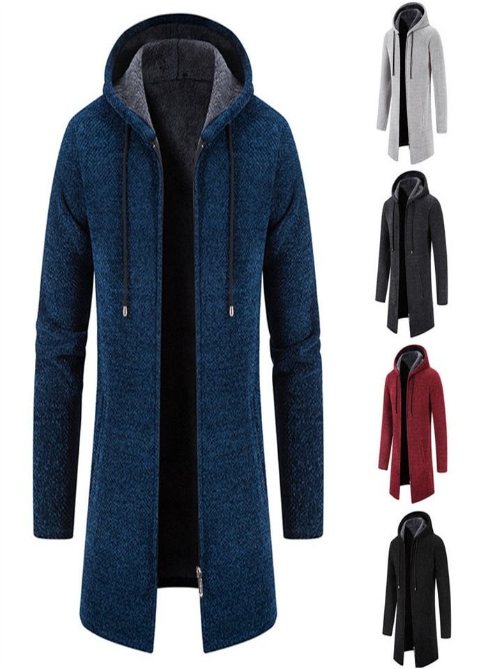 Loquat - Men's Plush Trend Cardigan Chenille Jacket Blue - Image 1