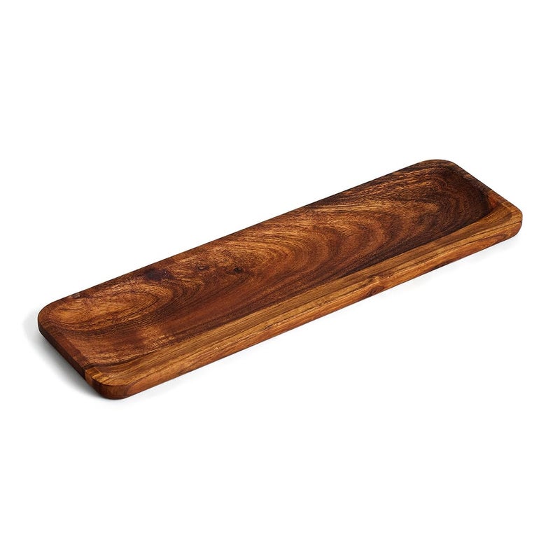 SAAGA Acacia Solid Wood Rectangular Platter - 17 Inch X 5 Inch - Tray for Kitchen & Dining, Ideal for Snacks, Fruits, & Desserts - Brown - Image 1