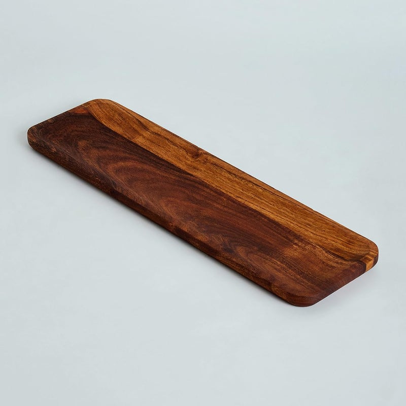 SAAGA Acacia Solid Wood Rectangular Platter - 17 Inch X 5 Inch - Tray for Kitchen & Dining, Ideal for Snacks, Fruits, & Desserts - Brown - Image 4