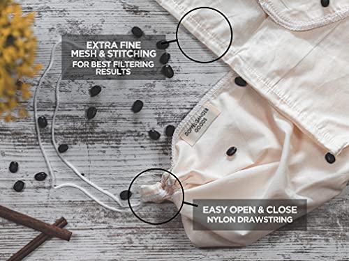 Doppeltree (2-Pack, Large 12in x 12in) Organic Cotton Cold Brew Coffee Bag - Designed in California - Reusable Coffee Filter with EasyOpen Drawstring Cold Brew Maker for Pitchers, Mason Jars, & Toddy Systems - Image 2