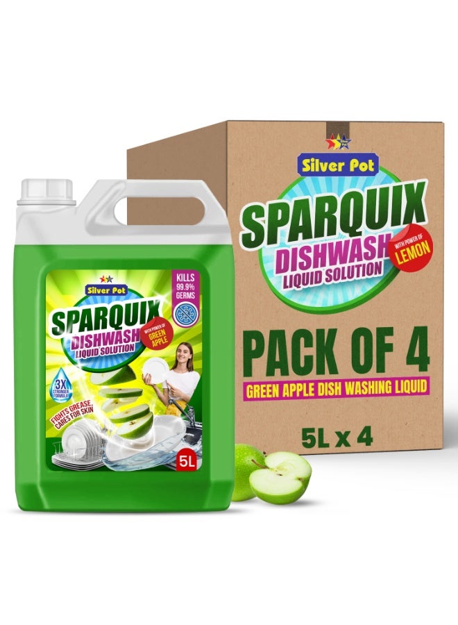 Silver Pot وعاء فضي سباركويكس غسالة الصحون بالتفاح الأخضر 5 لتر عبوة من 4