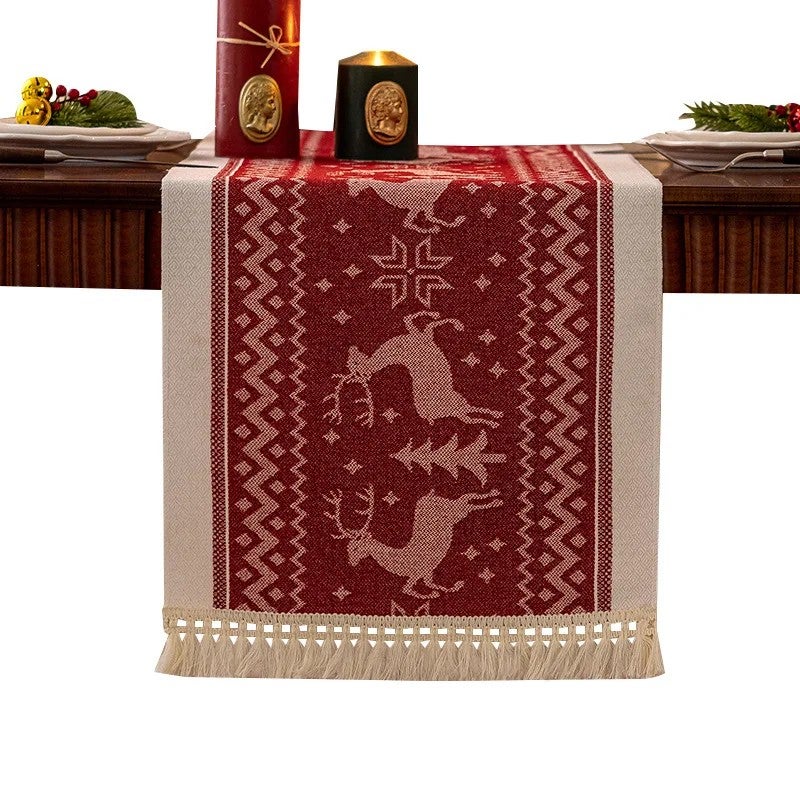 Y&D New Scandinavian Modern Waterproof Jacquard Table Runner with Tassel – Luxury Dining Table Decor, Striped Pattern, Machine Washable - Image 2