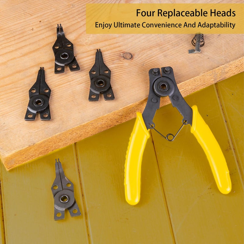 Deli DL104506 Internal & External Circlip Pliers Sets 6" Carbon Steel Heavy Duty with Bent Nose Tip & Anti Slip Grip Snap Ring Plier Kit Retaining Hand Tool for Shafts Circlip-Fitting (5Pc, Black) - Image 5