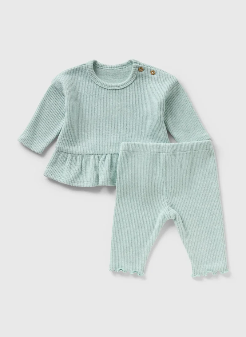 ماتلان Baby Sage Peplum Brushed Top & Legging Set