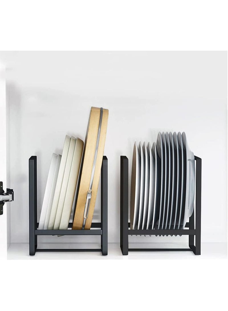 2PCS Plate Holders Organizer, Metal Dish Storage Dying Display Rack for Cabinet, Counter and Cupboard - Black - Image 1
