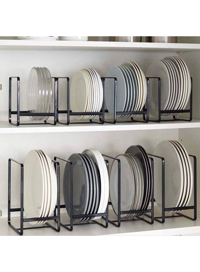 2PCS Plate Holders Organizer, Metal Dish Storage Dying Display Rack for Cabinet, Counter and Cupboard - Black - Image 5