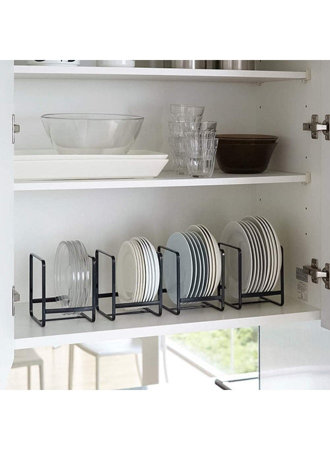 2PCS Plate Holders Organizer, Metal Dish Storage Dying Display Rack for Cabinet, Counter and Cupboard - Black - Image 4