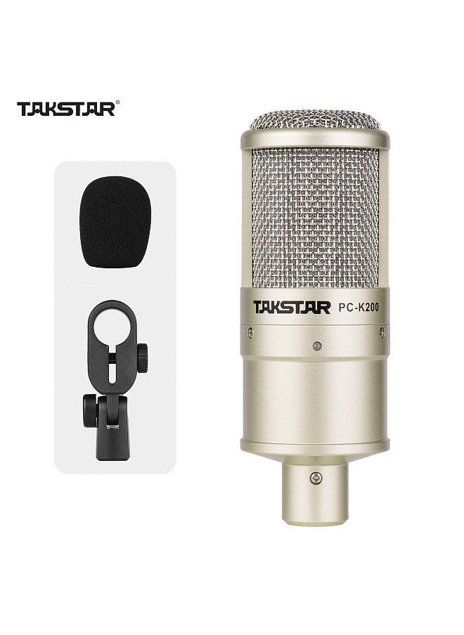 TAKSTAR - PC-K200 Cardioid-directional Condenser Recording Microphone Metal Structure Wide Frequency Response with Shock Mount for Network Karaoke Live Broadcast Personal Recording Instrument Recording - Image 1
