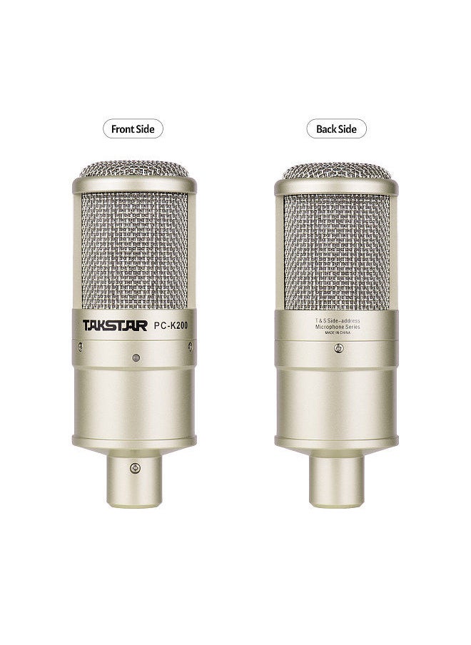 TAKSTAR - PC-K200 Cardioid-directional Condenser Recording Microphone Metal Structure Wide Frequency Response with Shock Mount for Network Karaoke Live Broadcast Personal Recording Instrument Recording - Image 1