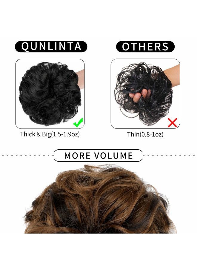 Qunlinta Messy Bun Hair Piece Hair Bun Thick Updo Scrunchies Hair Extensions Ponytail Hair Pieces for Women Girls Dark Brown Mix Light Auburn  - Image 3