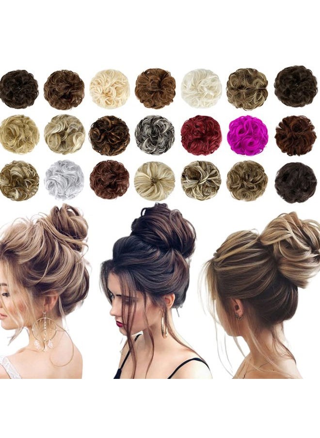 Qunlinta Messy Bun Hair Piece Hair Bun Thick Updo Scrunchies Hair Extensions Ponytail Hair Pieces for Women Girls Dark Brown Mix Light Auburn  - Image 1