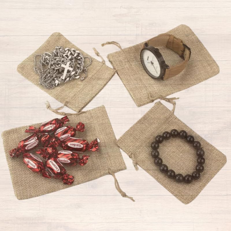 VELEXE Jute Linen Pouches | 33x21CM | Pack of 10 | Eco-Friendly, Reusable Burlap Gift Bags with Drawstring | Natural, Durable, Sustainable Storage - Image 4