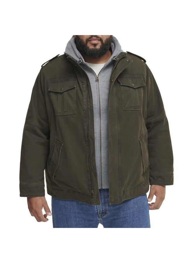 Levi's mens Washed Hooded Military cotton lightweight jackets, Olive, X-Large US - Image 1