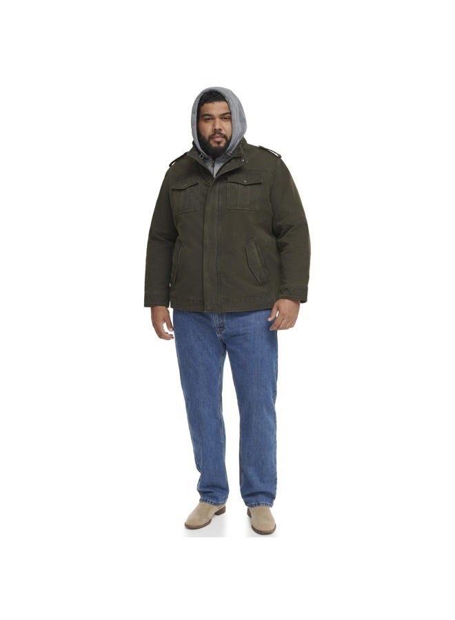 Levi's mens Washed Hooded Military cotton lightweight jackets, Olive, X-Large US - Image 2