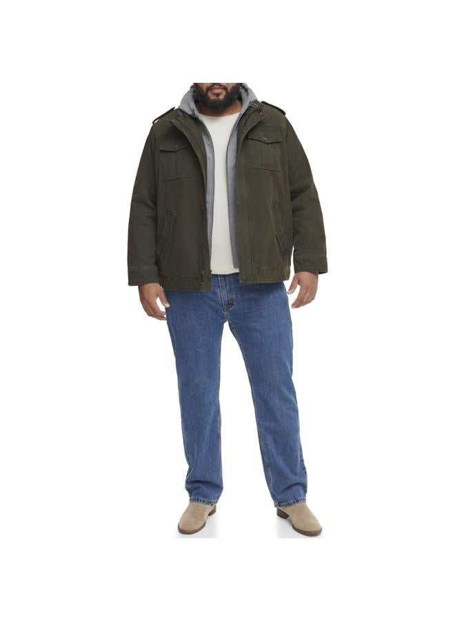 Levi's mens Washed Hooded Military cotton lightweight jackets, Olive, X-Large US - Image 3