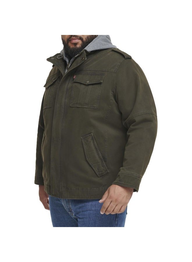 Levi's mens Washed Hooded Military cotton lightweight jackets, Olive, X-Large US - Image 5