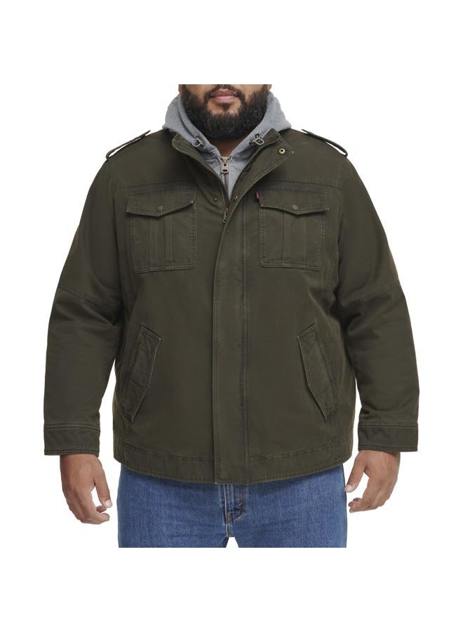 Levi's mens Washed Hooded Military cotton lightweight jackets, Olive, X-Large US - Image 4