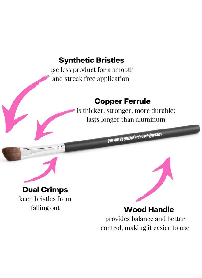Beauty Junkees Angled Eyeshadow Brush Eyeshadow Blending Brushbeauty Junkees Pro Angled Shading Eye Shadow Brush For Brow Bone Highlighter Concealer Crease Inner Eyes Corner Nose Contour Makeup  - Image 2