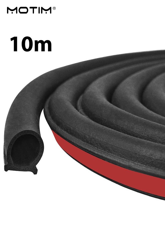 Motim 10M/32.8FT, D Shape Car Seal Strip, Car Door Weather Stripping, Flexible Self Adhesive Rubber Weatherstrip Seal Strip, Soundproof Waterproof Fit Most Car Truck SUV RV - Image 1