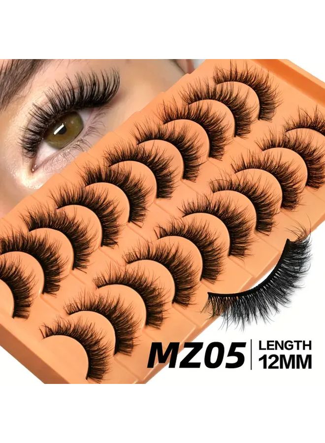 10 Pairs Faux Mink False Eyelashes Natural Fluffy Volumized Look Extension MZ15 - Image 4