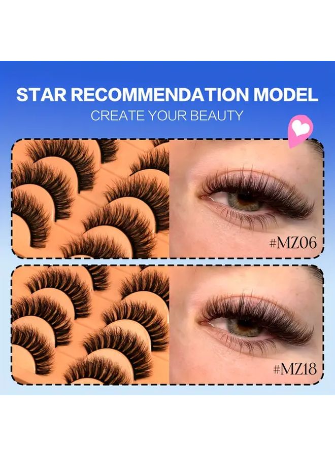 10 Pairs Faux Mink False Eyelashes Natural Fluffy Volumized Look Extension MZ15 - Image 3