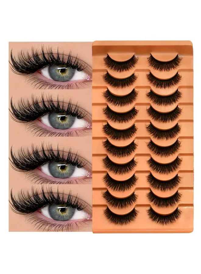10 Pairs Faux Mink False Eyelashes Natural Fluffy Volumized Look Extension MZ15 - Image 1