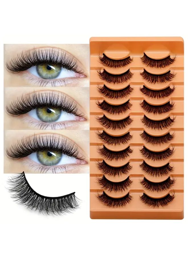 10 Pairs Faux Mink False Eyelashes Natural Fluffy Volumized Look Extension MZ15 - Image 2