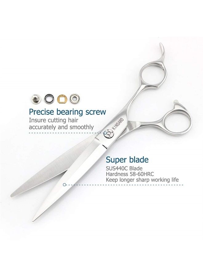 KINSARO Barber Scissors 7" Professional Sliding Hair Scissors Willow Shape Sliding Hair Shears Professional Sliding Haircut Shears Razor Edge 440c Barber Shears KINSARO - Image 3