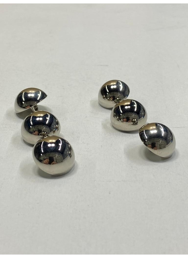 Karan Tuhafiye - Karan Haberdashery Jacket Trench Coat Button Domed Special Coating Silver 6 Piece Set 1.8 cm - Image 1
