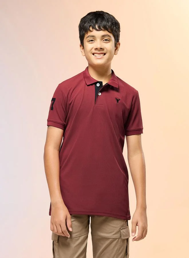 Technosport Boys Solid Slim Fit Sports Polo T-shirt