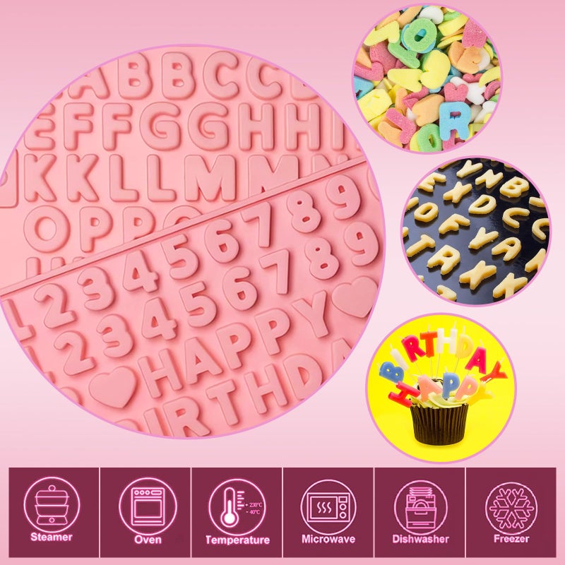 YCDMLJC 2 pcs Number Chocolate Molds and Letter Silicone Molds, with 2 Droppers, Cake letter Decorations silicone molds for baking,chocolate,gummy,candle,jello,cookies - Image 4