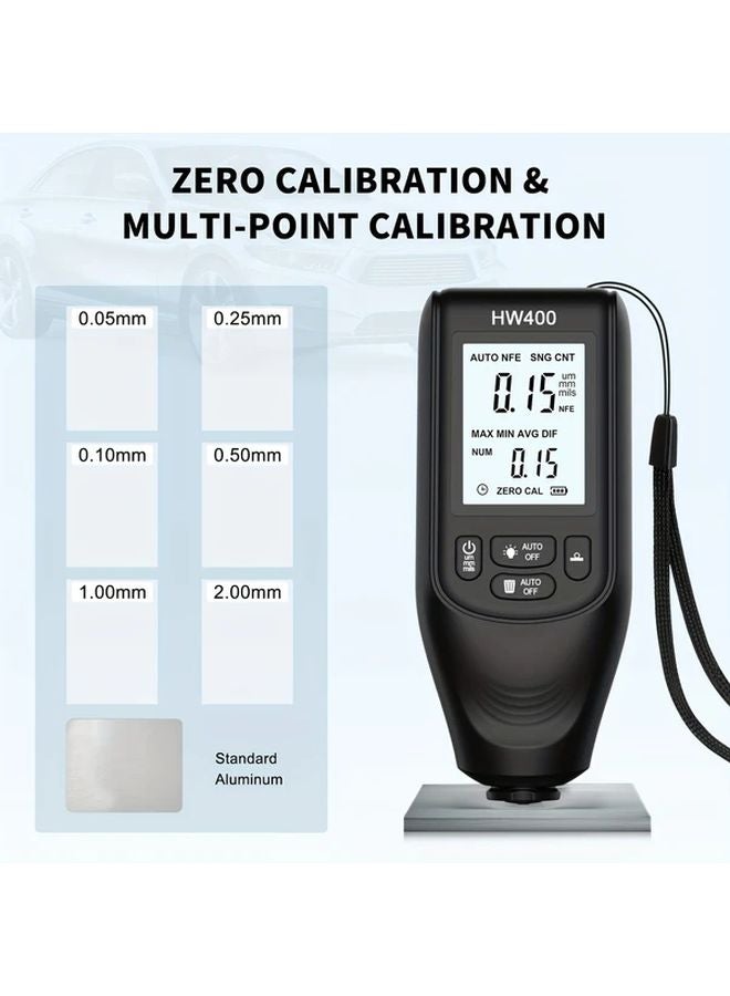 White HW400 Car Coating Thickness Gauge 0 2000um Auto Manual LCD Display Fe NFe - Image 4