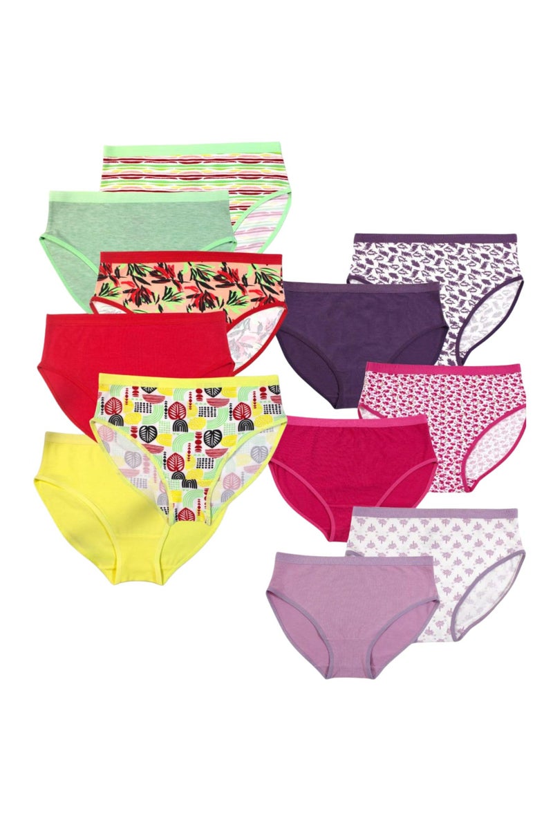 Colors Women's Cotton Hipster Brief Panties Underwear, Multi-Pattern Pack of 12, Assorted Colours - Image 1