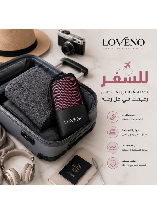 Loveno Face Towel, Sports Microfiber, High Absorbency, Gray Color – Ideal for Gym, Travel, Camping & Home, Quick-Drying and Soft on Skin - Image 5