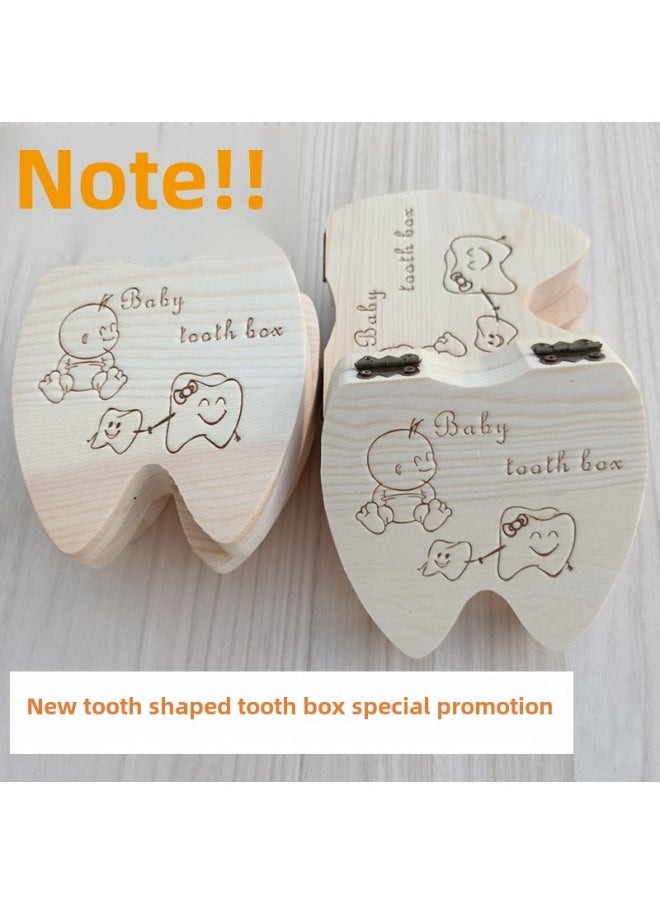 Generic Wooden Teething Toothbox Baby Hair Umbilical Cord Teeth Collection Box Infant Memorabilia Box Quality Assurance Gift Box-Color:Spanish For Baby Boys.  - Image 2