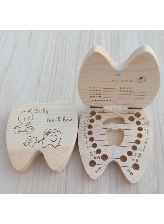 Generic Wooden Teething Toothbox Baby Hair Umbilical Cord Teeth Collection Box Infant Memorabilia Box Quality Assurance Gift Box-Color:Spanish For Baby Boys.  - Image 5
