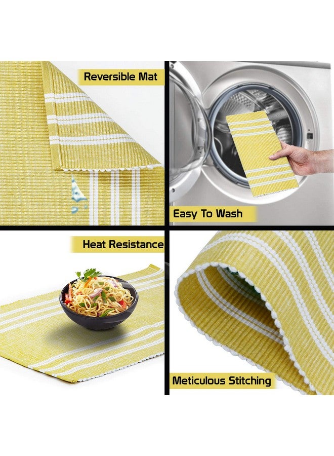 HOKIPO Ribbed Cotton Table Mats Washable (Yellow) Set of 6- IN70-YLW - Image 5