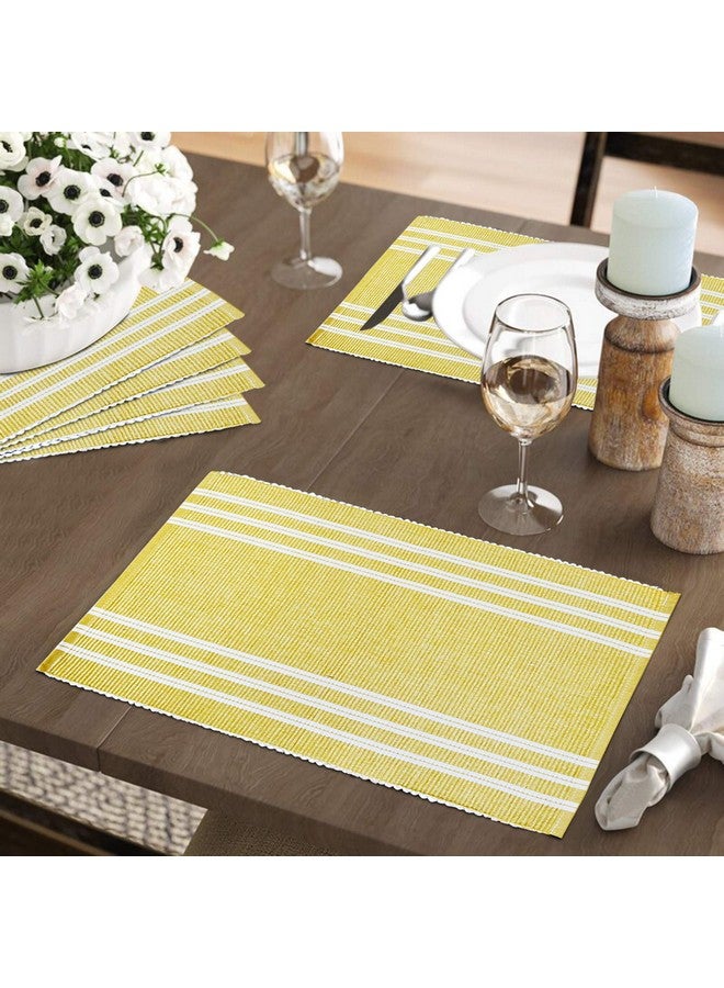 HOKIPO Ribbed Cotton Table Mats Washable (Yellow) Set of 6- IN70-YLW - Image 3