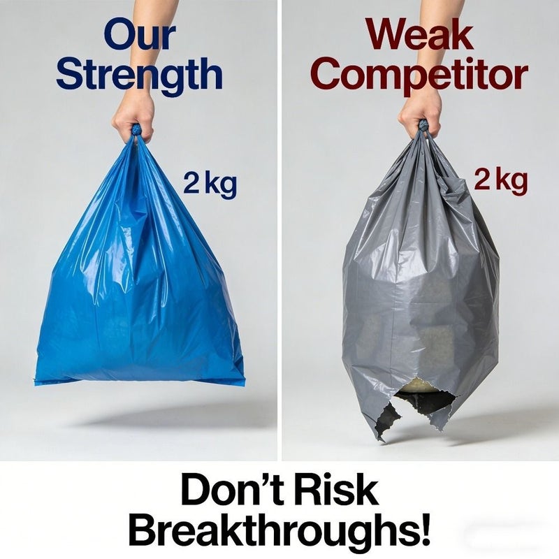 Blue 100 Pack Heavy Duty Thickened Trash Bags Leak Proof for Kitchen Office - Image 2