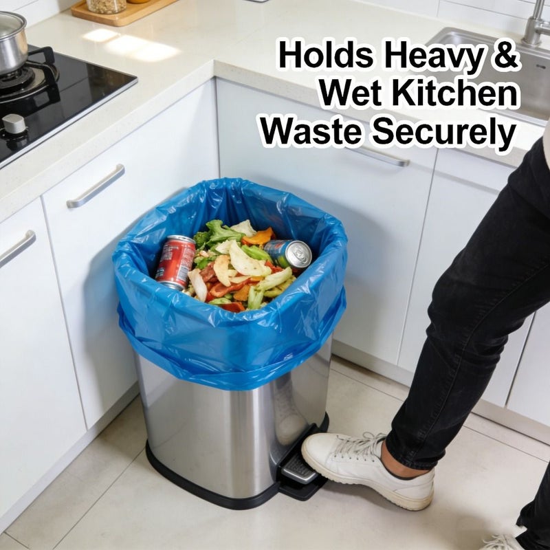 Blue 100 Pack Heavy Duty Thickened Trash Bags Leak Proof for Kitchen Office - Image 5