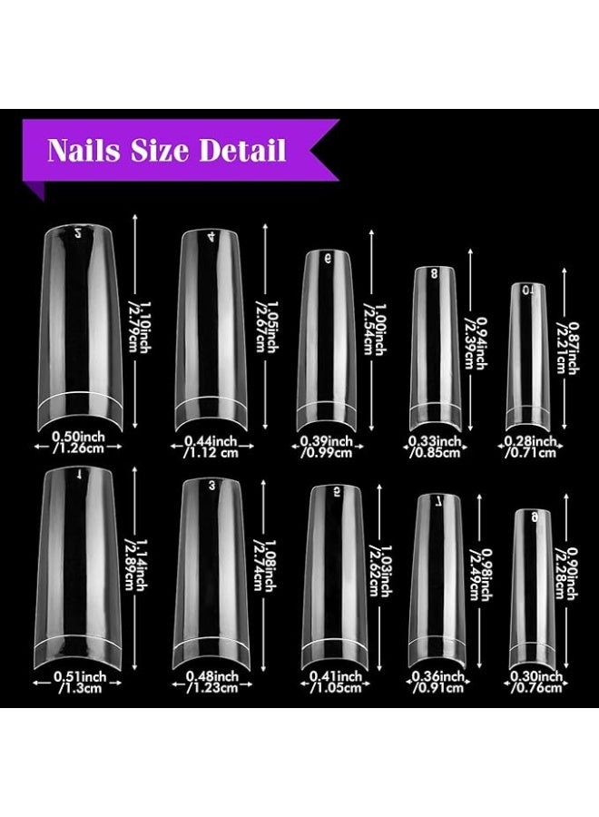 500pcs False Fake Nail Tips Half Cover for Acrylic Gel, Clear Artificial Nails French Transparent Small Press On Soft Gel Nail Extension Kit Set Pointed 10 Sizes - Image 2