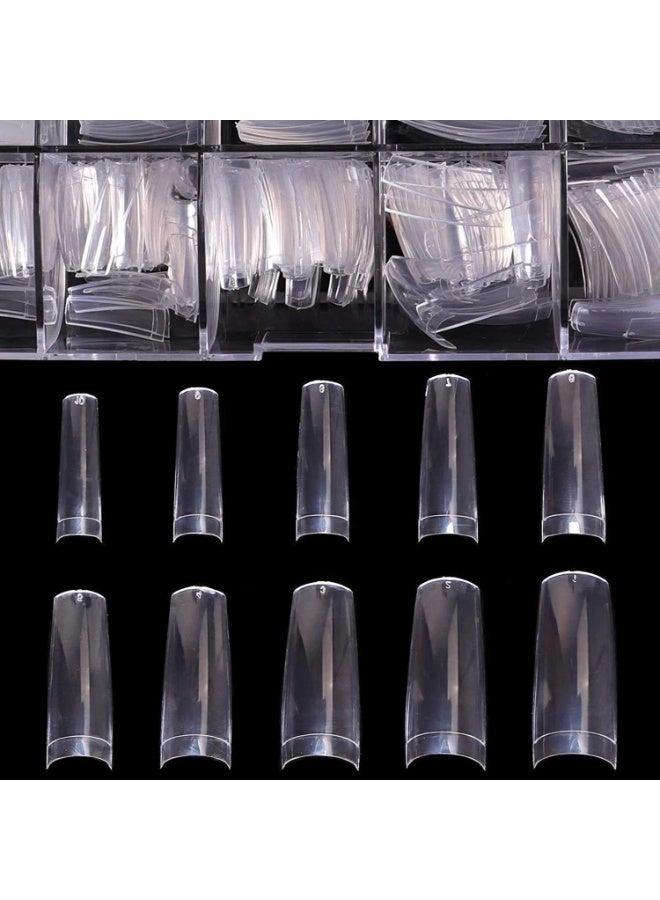 500pcs False Fake Nail Tips Half Cover for Acrylic Gel, Clear Artificial Nails French Transparent Small Press On Soft Gel Nail Extension Kit Set Pointed 10 Sizes - Image 4
