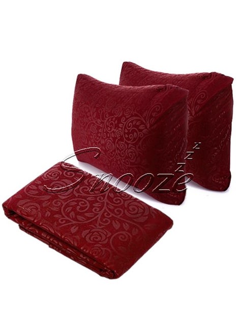 طقم ملاية سرير عاديه سنوز جاكار مايكروفايبر دارك ريد (تصميم فلاورى) - 220*240 سم + 2 كيس مخدة إضافي