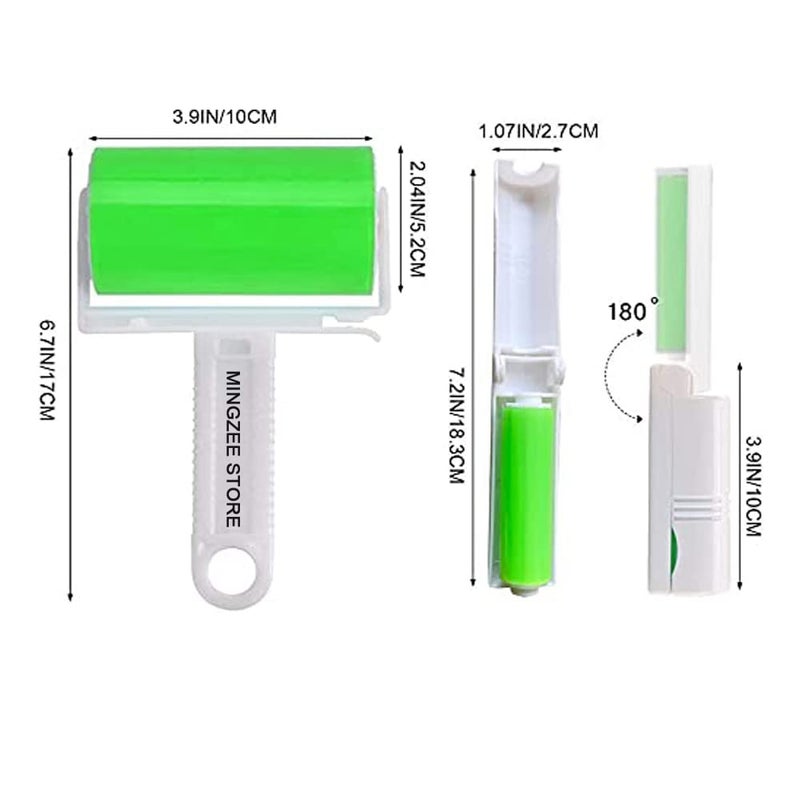 Sticky Travel Lint Roller 5 Pack, Reusable Washable Lint Roller Portable Compact Pet Hair Remover Cleaner with Cover for Clothes, Pet Hairs, Carseats, Include Medium/Small Size (Green) - Image 4