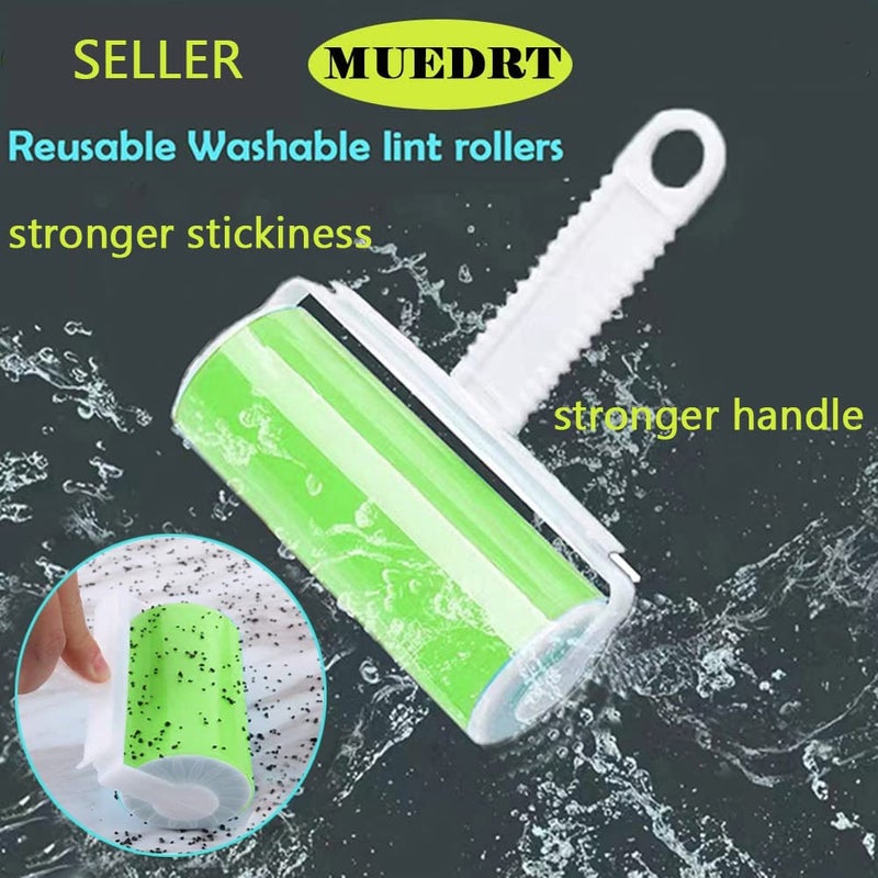 Sticky Travel Lint Roller 5 Pack, Reusable Washable Lint Roller Portable Compact Pet Hair Remover Cleaner with Cover for Clothes, Pet Hairs, Carseats, Include Medium/Small Size (Green) - Image 2