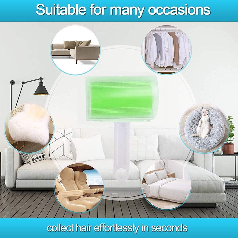 Sticky Travel Lint Roller 5 Pack, Reusable Washable Lint Roller Portable Compact Pet Hair Remover Cleaner with Cover for Clothes, Pet Hairs, Carseats, Include Medium/Small Size (Green) - Image 5